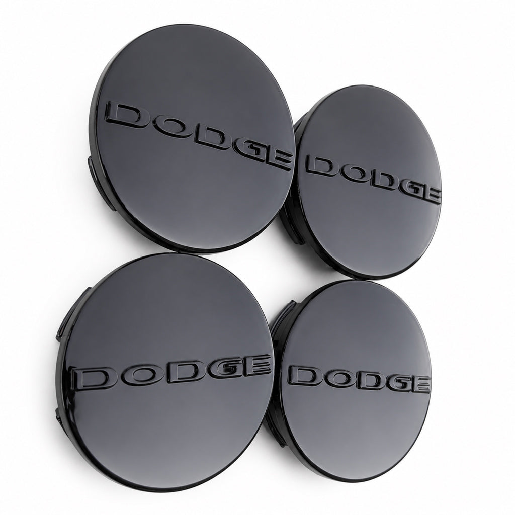Set of 4 Gloss Black 63mm Dodge Wheel Center Caps - image 2