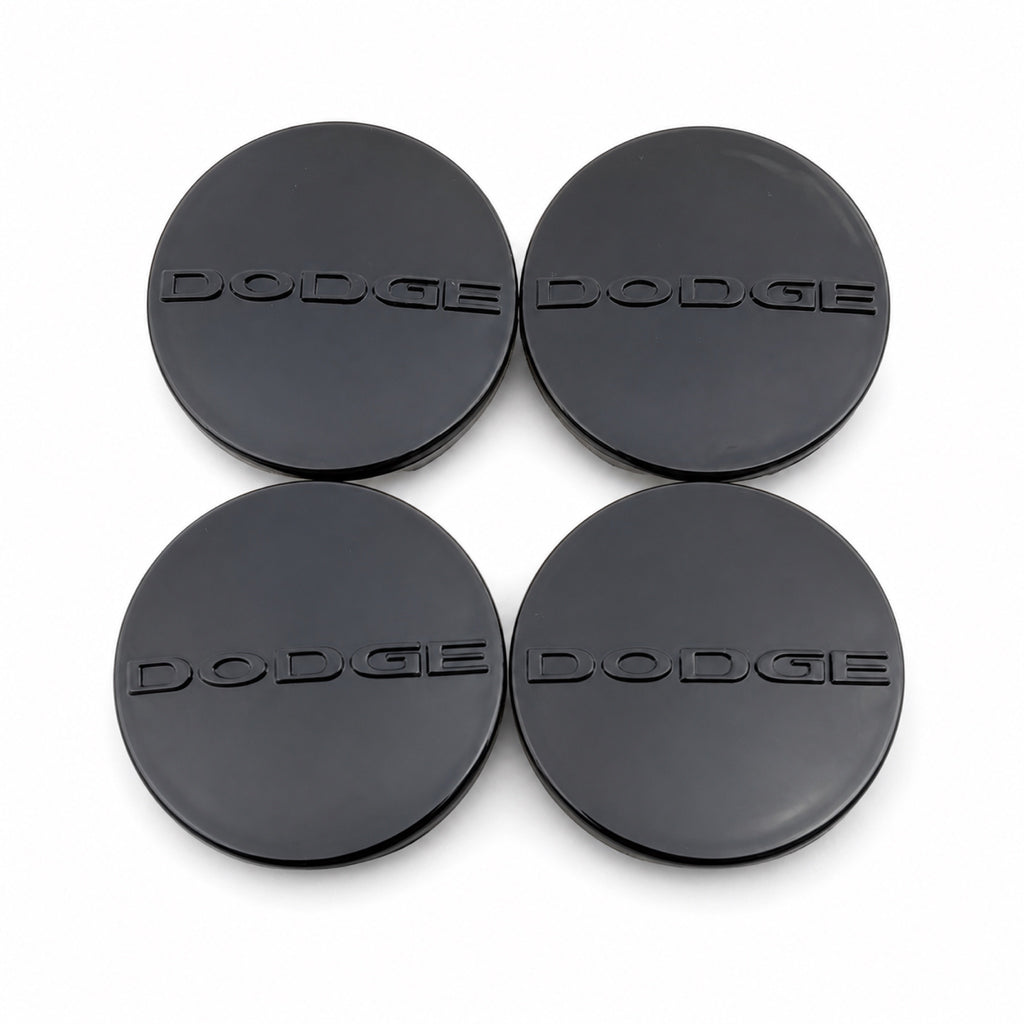 Set of 4 Gloss Black 63mm Dodge Wheel Center Caps - main image