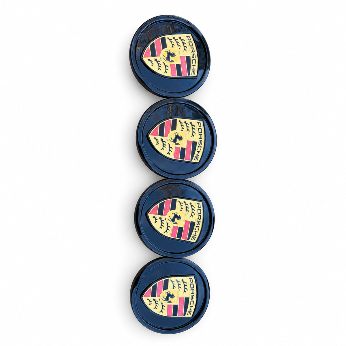 Set Of 4 pc Black With Black Lining Porsche Classic Hub Caps 76mm ( 2.99 ") Fits Most OEM Porsche Wheels