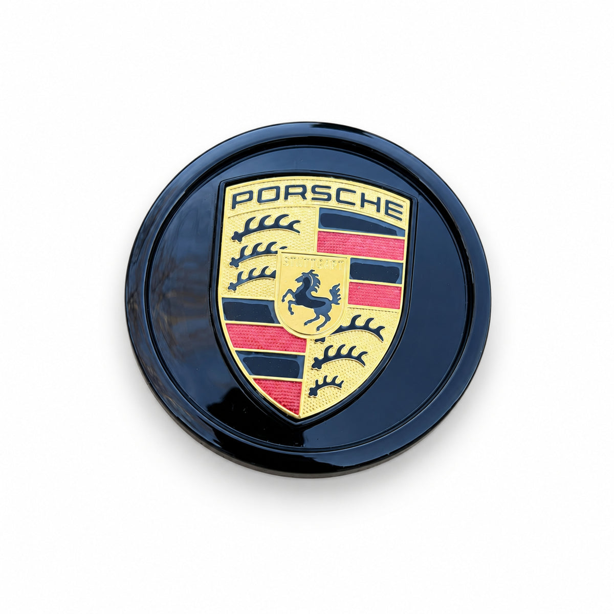 Set Of 4 pc Black With Black Lining Porsche Classic Hub Caps 76mm ( 2.99 ") Fits Most OEM Porsche Wheels