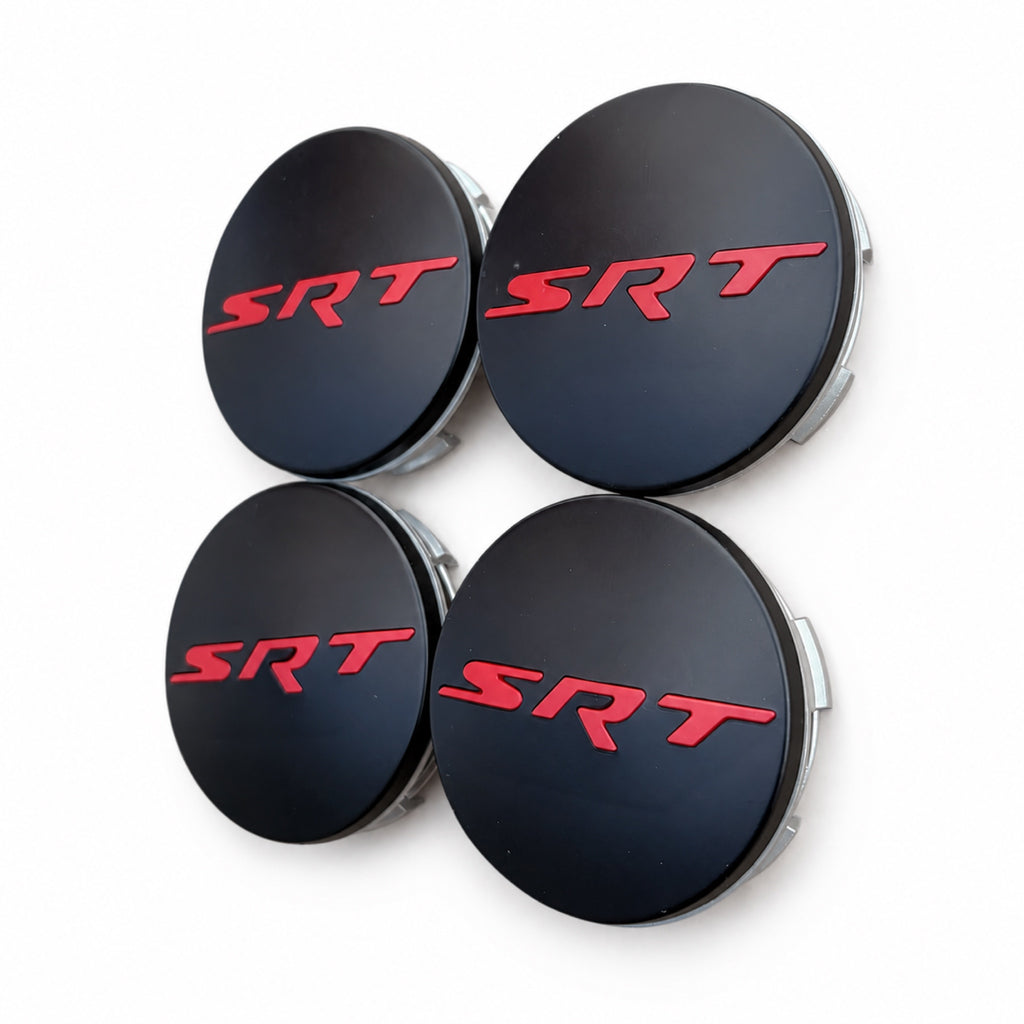 Set of 4 Black & Red SRT 63mm Wheel Center Caps - image 2