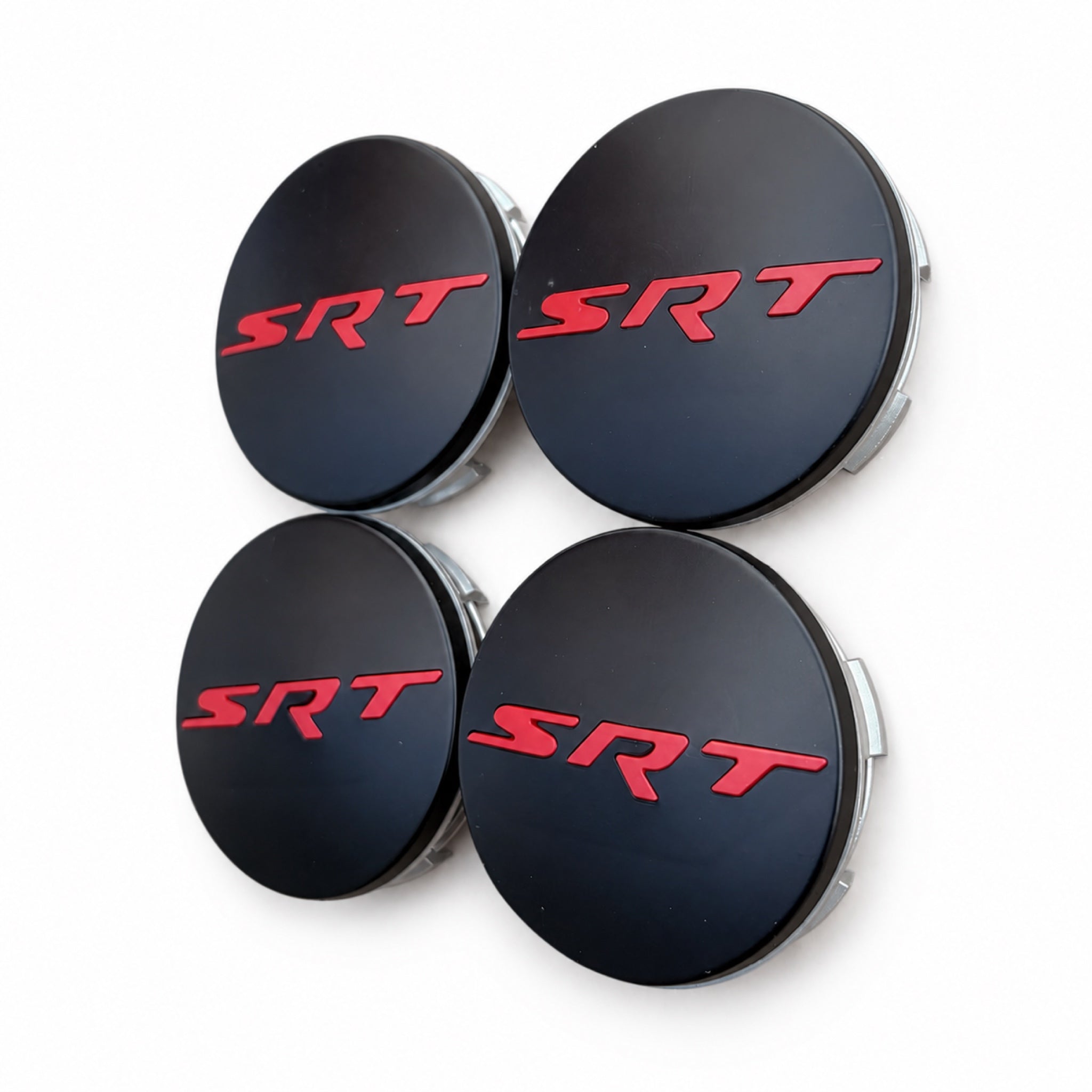 Set of 4 Black & Red SRT 63mm Wheel Center Caps - image 2