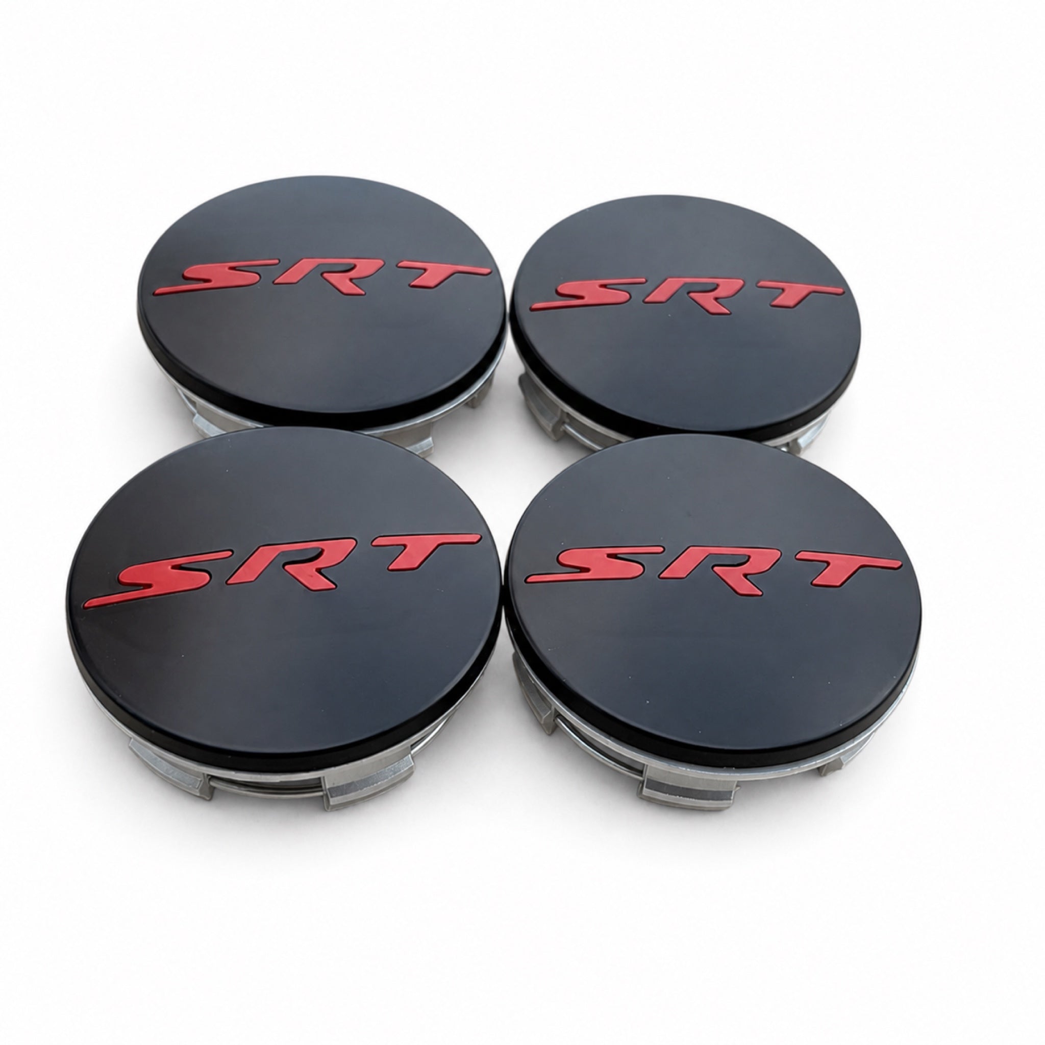 Set of 4 Black & Red SRT 63mm Wheel Center Caps - image 3
