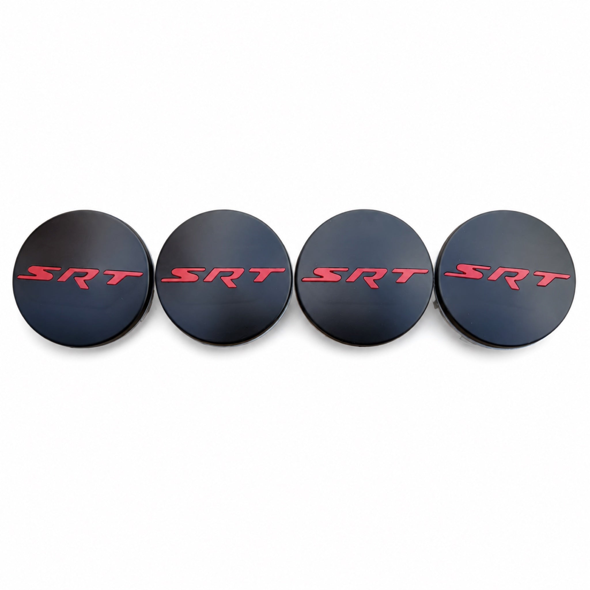 Set of 4 Black & Red SRT 63mm Wheel Center Caps - image 4