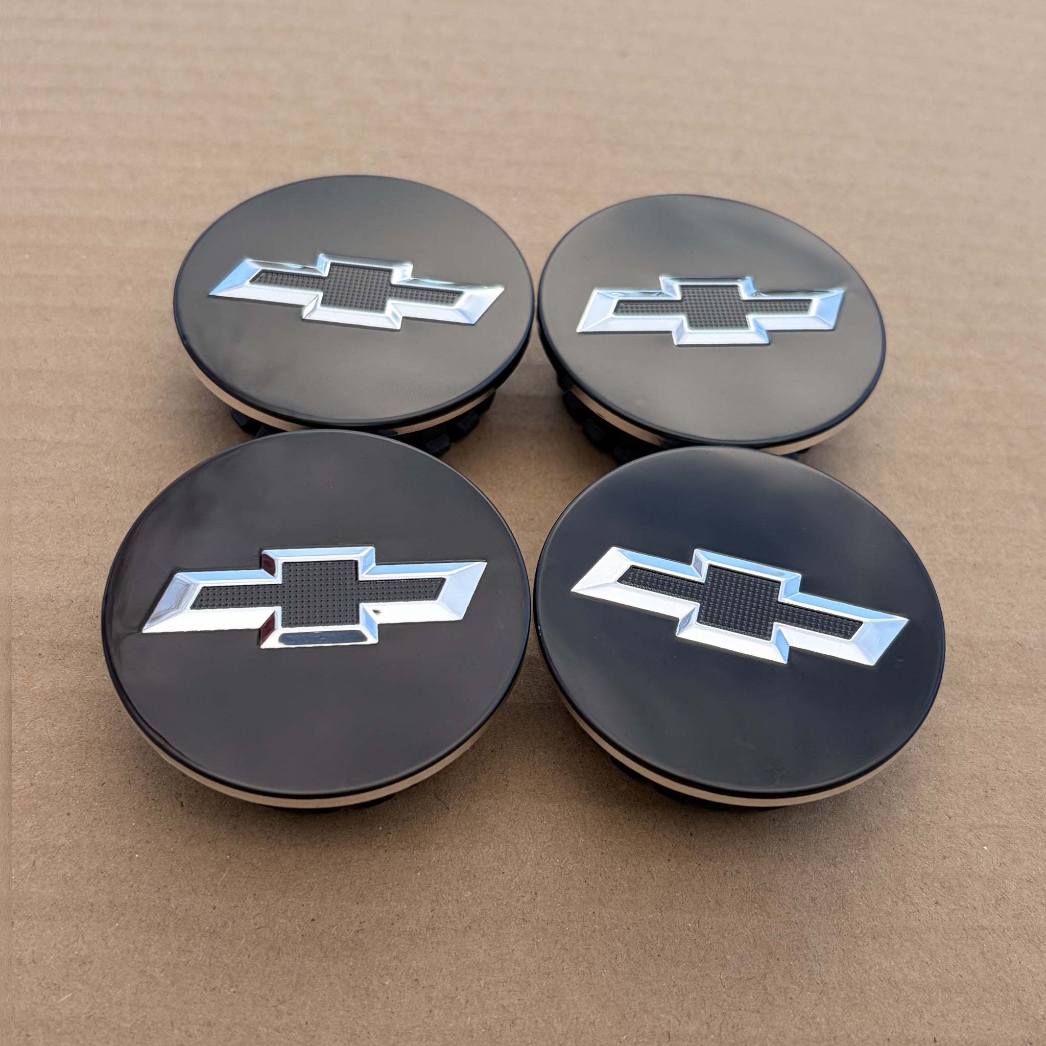Set of 4 Black & Silver 59mm Chevrolet Wheel Center Caps - image 4
