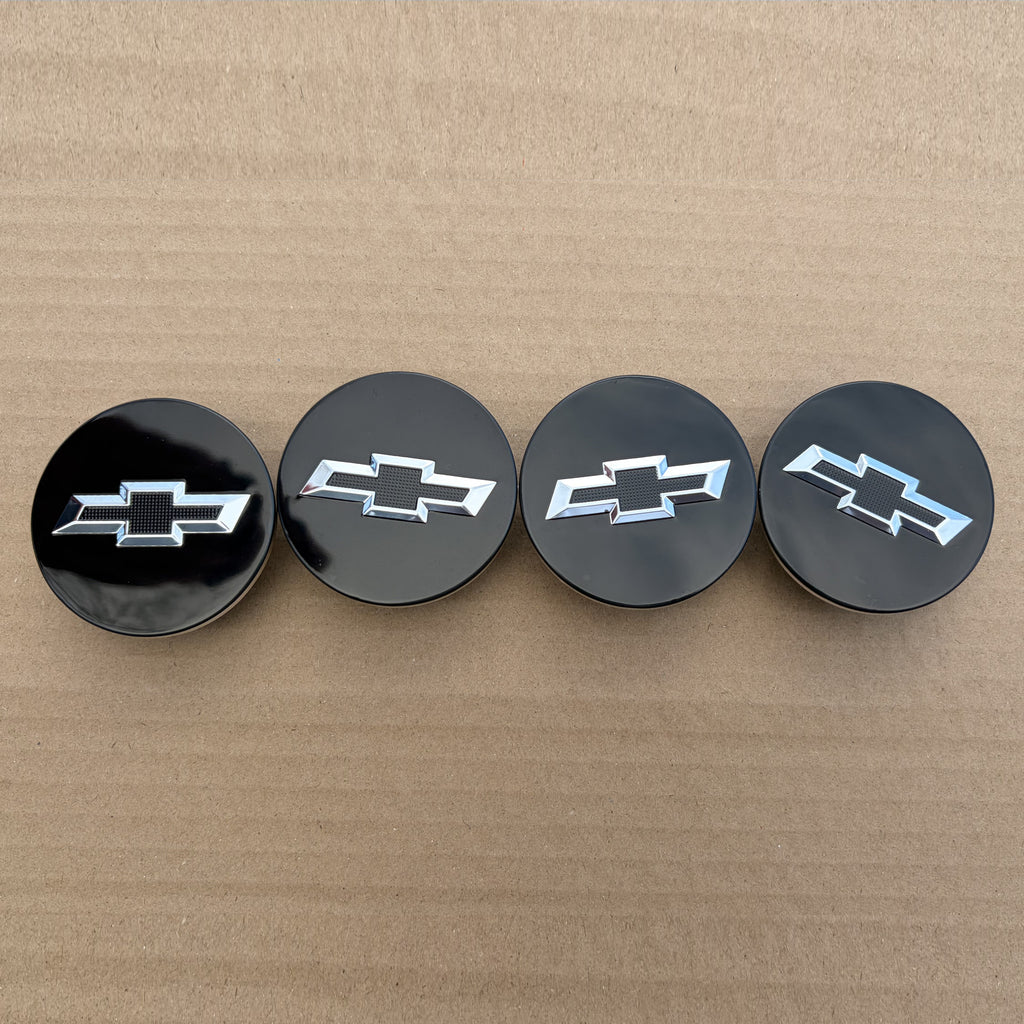 Set of 4 Black & Silver 59mm Chevrolet Wheel Center Caps - image 5