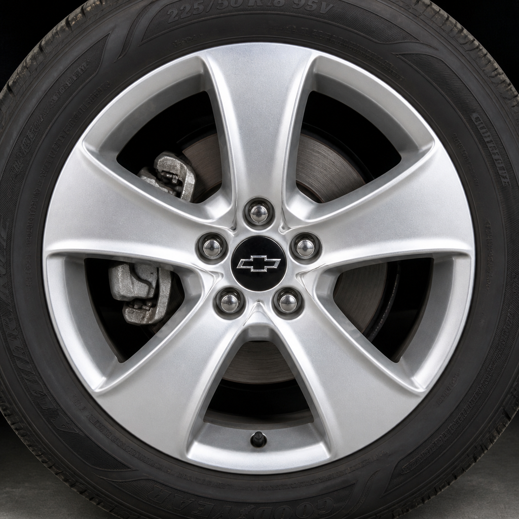 Set of 4 Black & Silver 59mm Chevrolet Wheel Center Caps