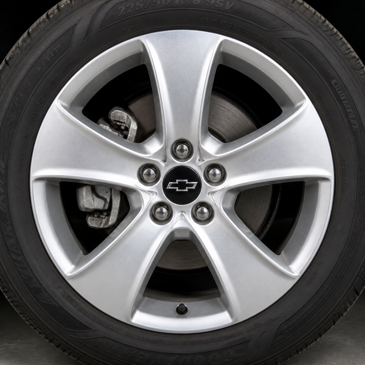 Set of 4 Black & Silver 59mm Chevrolet Wheel Center Caps
