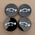 Set of 4 Black & Silver 59mm Chevrolet Wheel Center Caps - main image