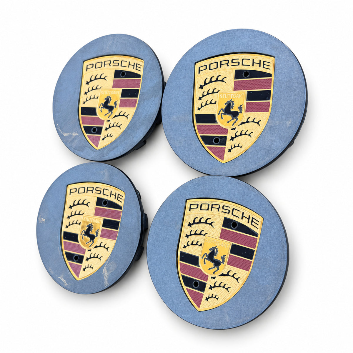 Factory Gray Porsche Panamera Cayenne Center Caps Wheel Set of 4 Genuine Original