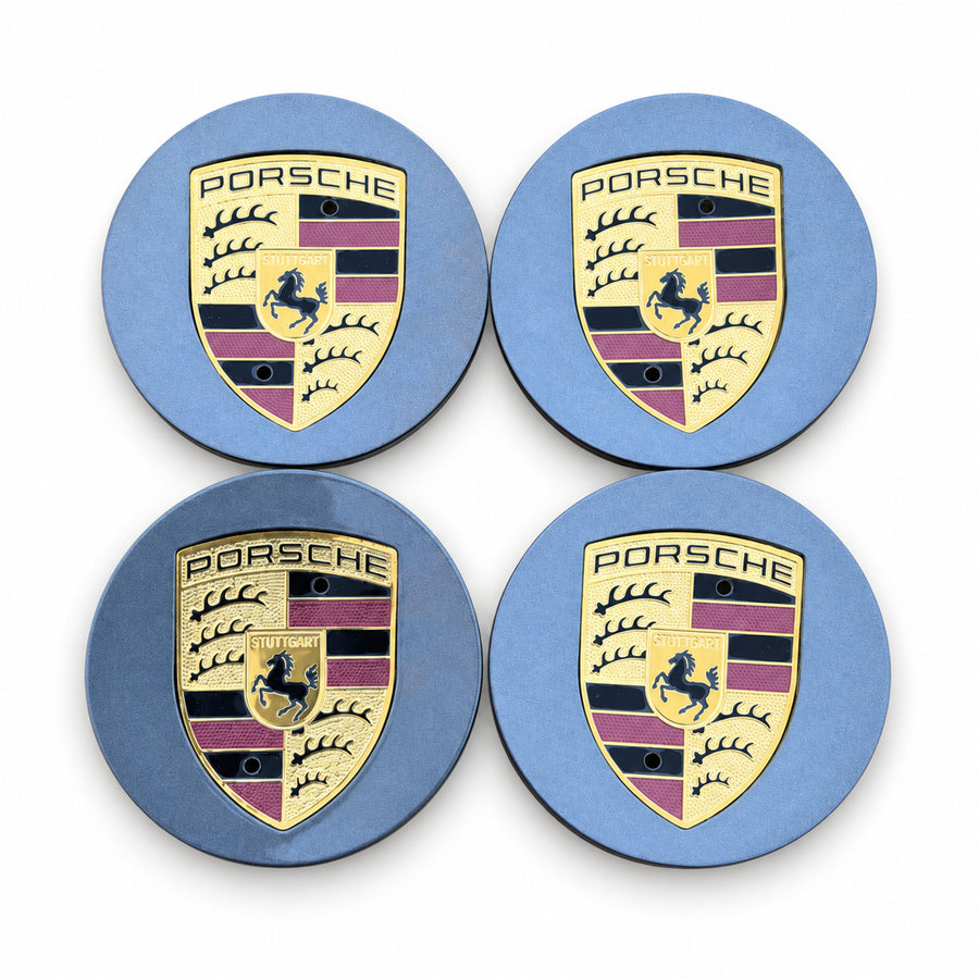Factory Gray Porsche Panamera Cayenne Center Caps Wheel Set of 4 Genuine Original