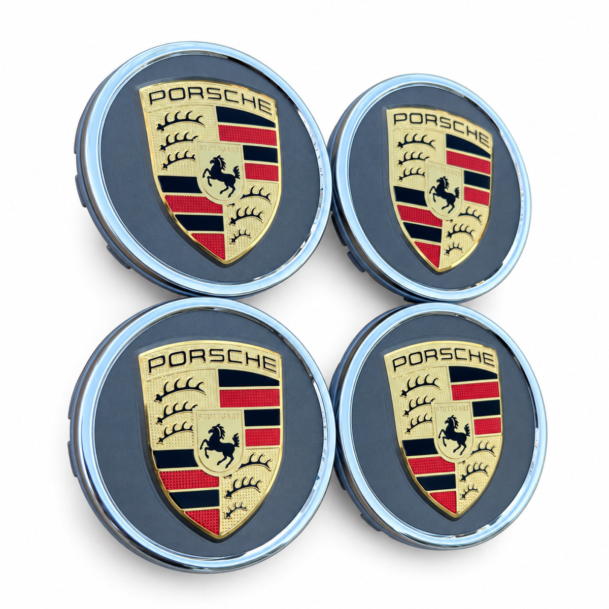 4 Set Porsche 76mm Taycan Wheel Center Hub Cap 9J1 black gold gray