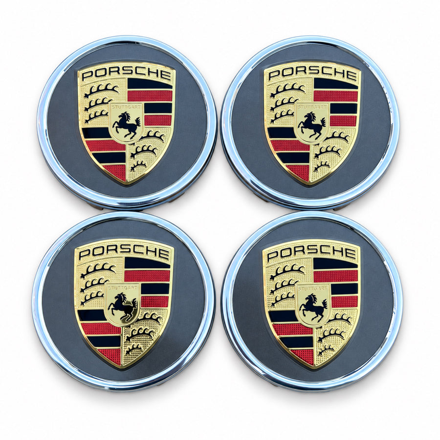 4 Set Porsche 76mm Taycan Wheel Center Hub Cap 9J1 black gold gray