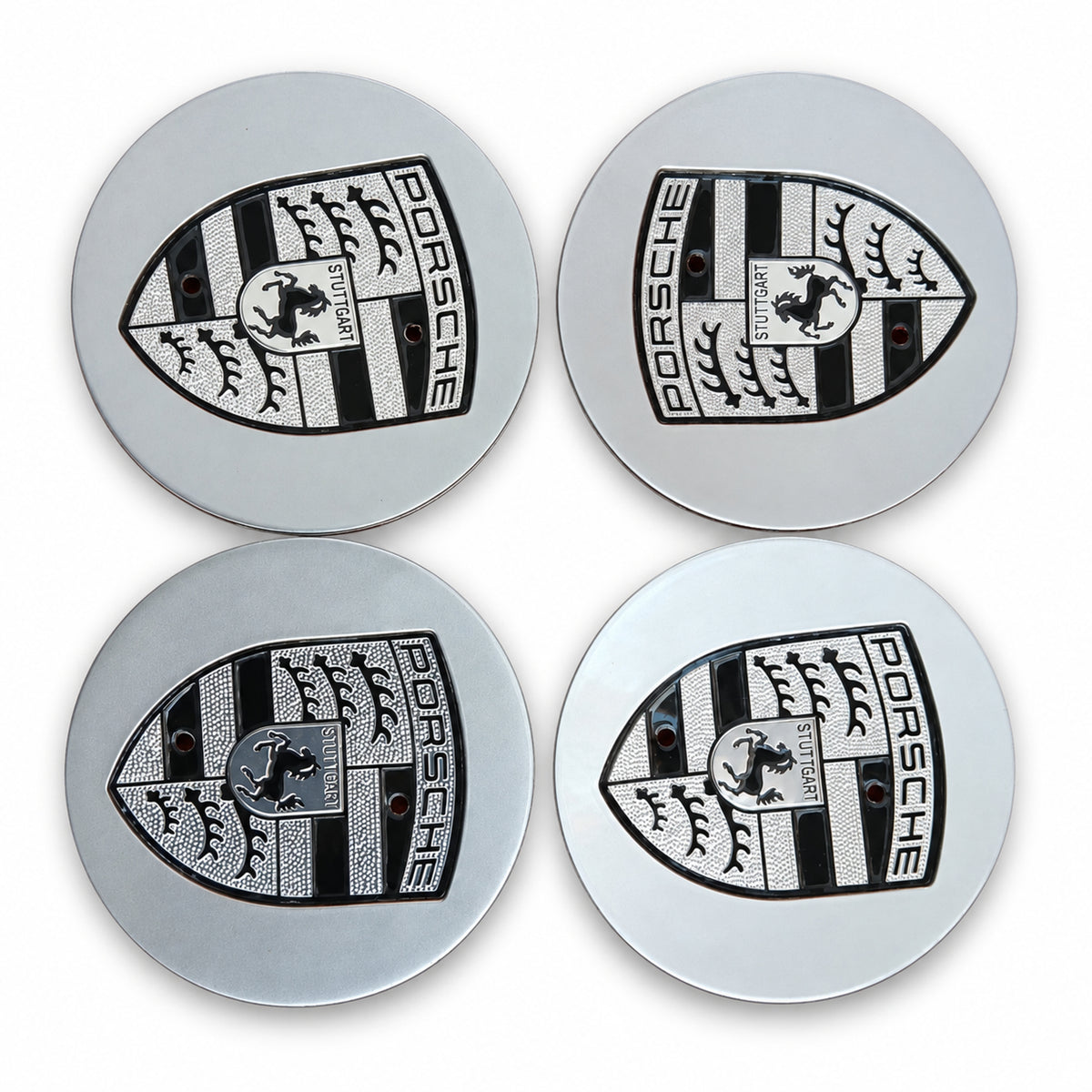 For Set of 4 Porsche Wheel Center Caps Silver Black 76MM OEM Rim Hub Caps