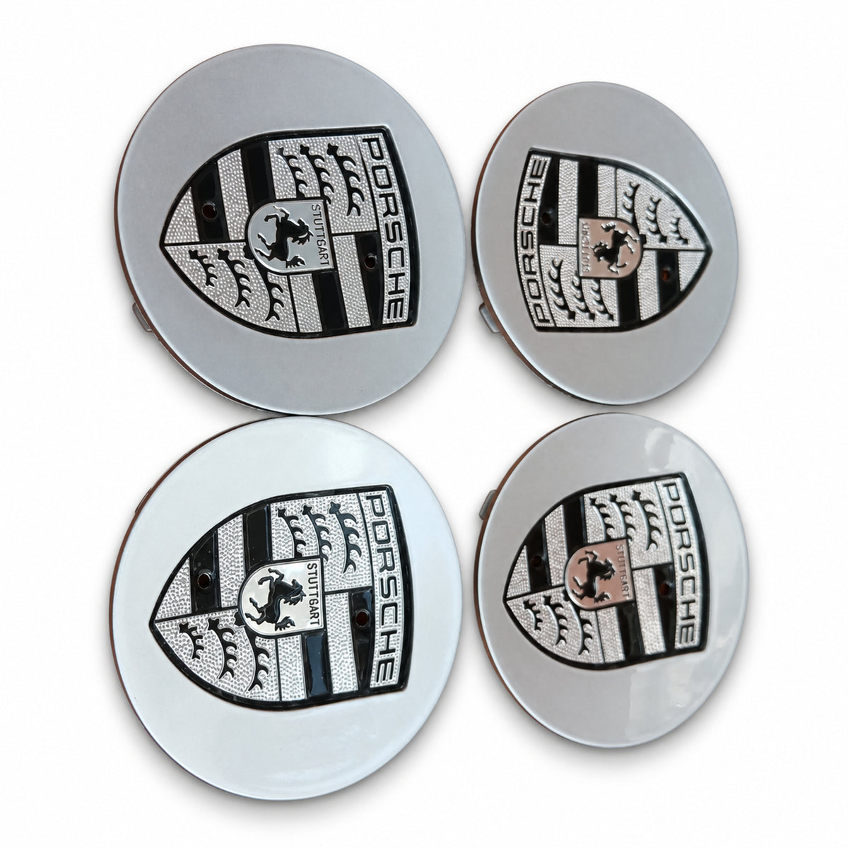 For Set of 4 Porsche Wheel Center Caps Silver Black 76MM OEM Rim Hub Caps