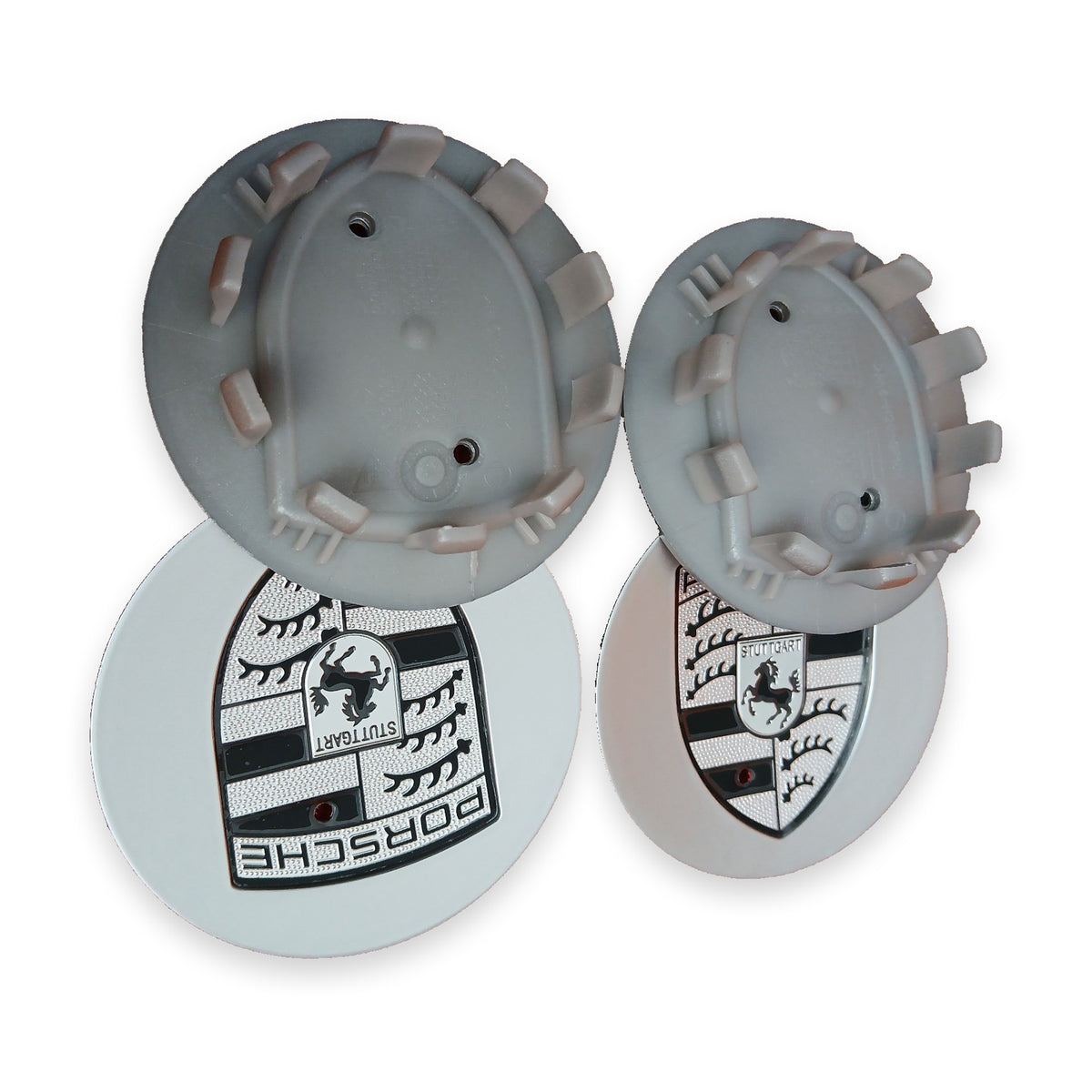 For Set of 4 Porsche Wheel Center Caps Silver Black 76MM OEM Rim Hub Caps