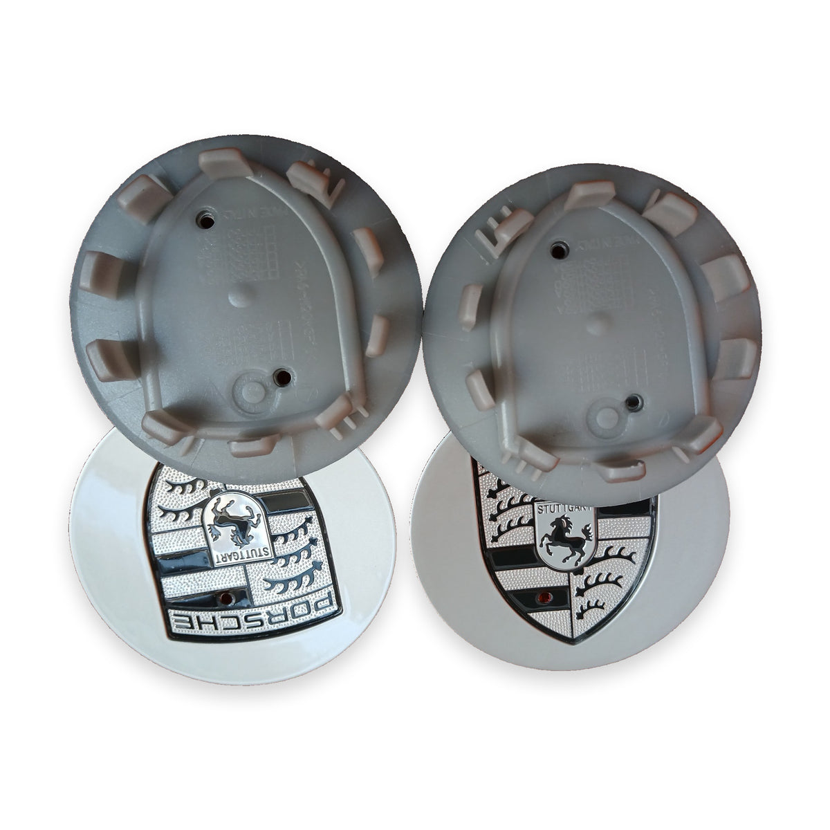 For Set of 4 Porsche Wheel Center Caps Silver Black 76MM OEM Rim Hub Caps
