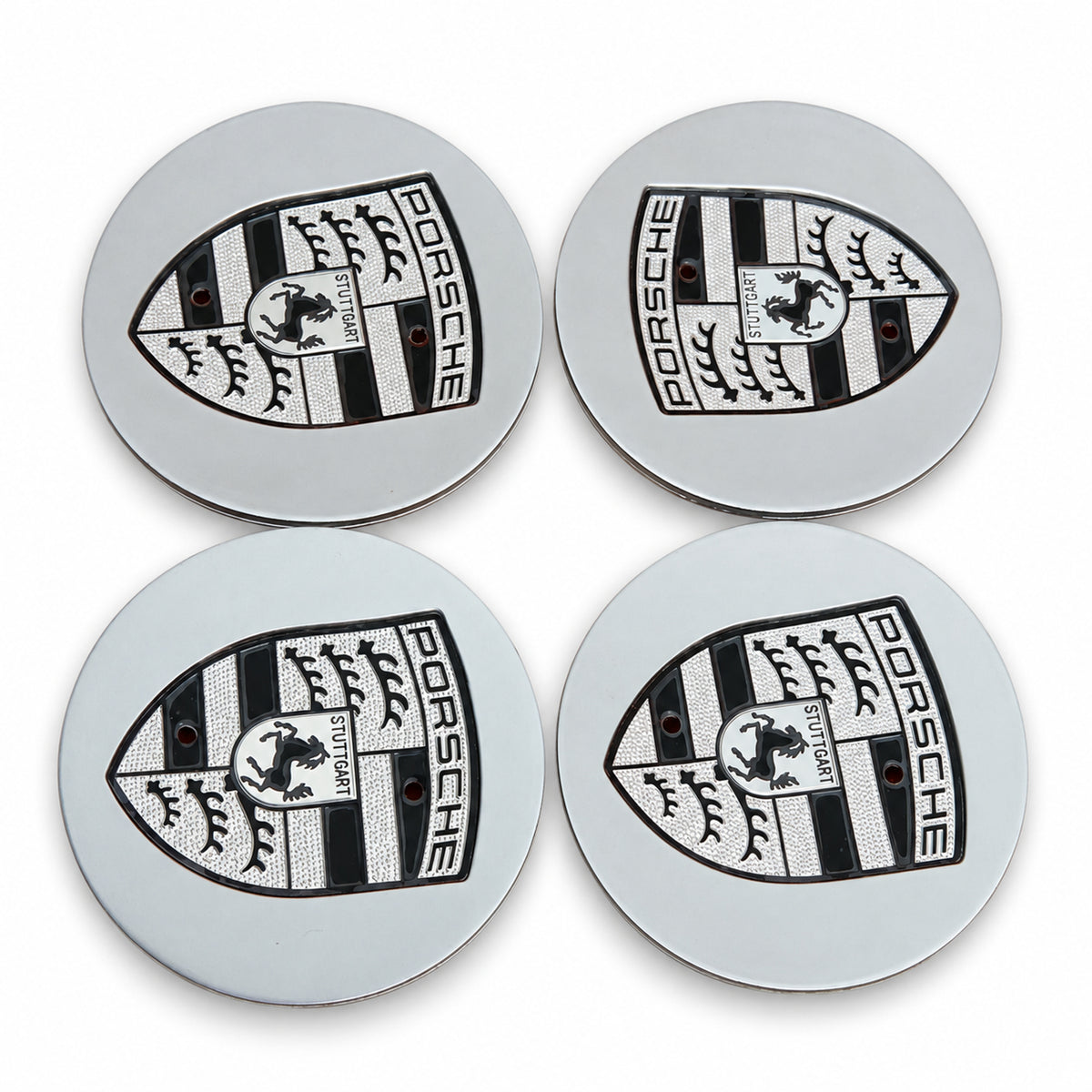 For Set of 4 Porsche Wheel Center Caps Silver Black 76MM OEM Rim Hub Caps