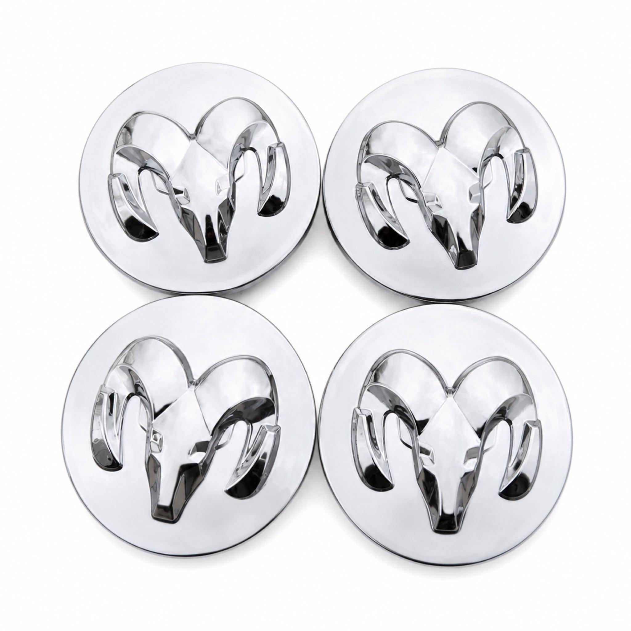 Set of 4 Silver 63mm Dodge Wheel Center Caps - main image
