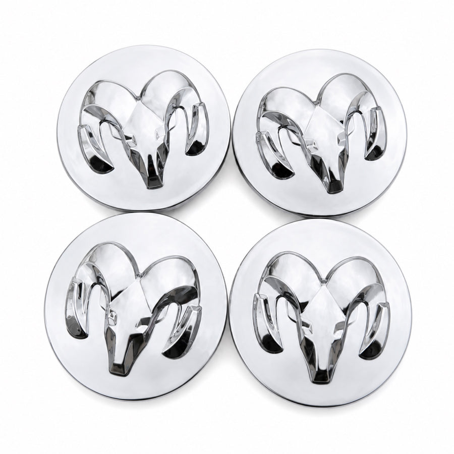 Set of 4 Silver 63mm Dodge Wheel Center Caps